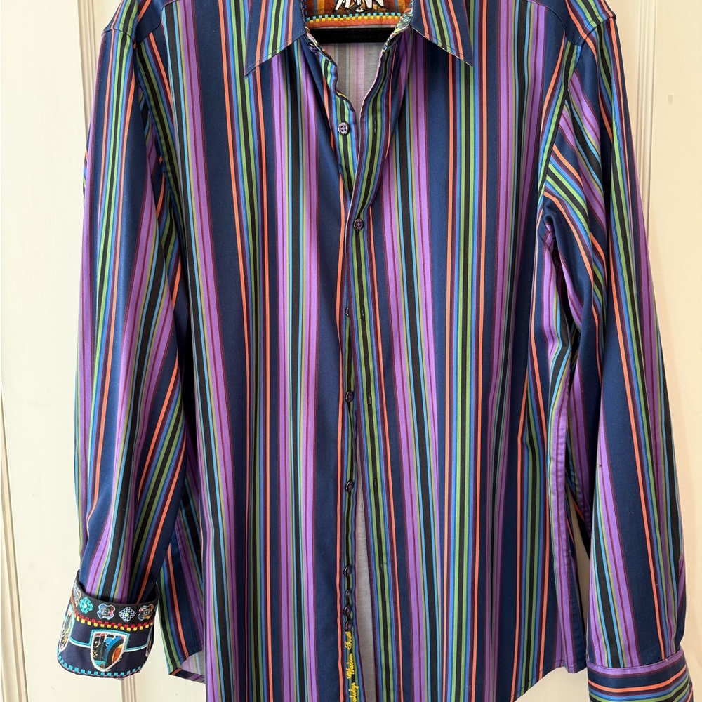 Men's Multi-Stripe‎ Long-Sleeve Shirt - Purple/Blue